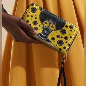 Yellow and Black Graphic Wristlet Wallet